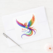Personalized Rainbow Phoenix Name Birthdate Gift スクエアシール (封筒)