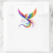 Personalized Rainbow Phoenix Name Birthdate Gift スクエアシール (バッグ)