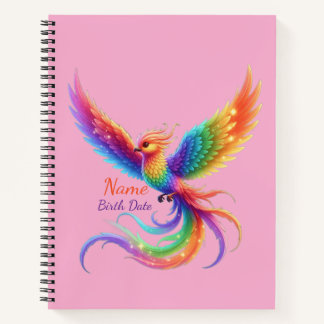 Personalized Rainbow Phoenix Name Birthdate Gift ノートブック