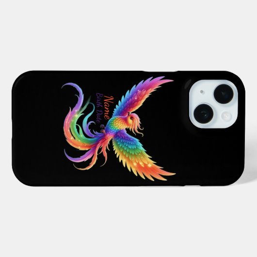 Personalized Rainbow Phoenix Name Birthdate Gift Case-Mate iPhoneケース (裏面 (横))