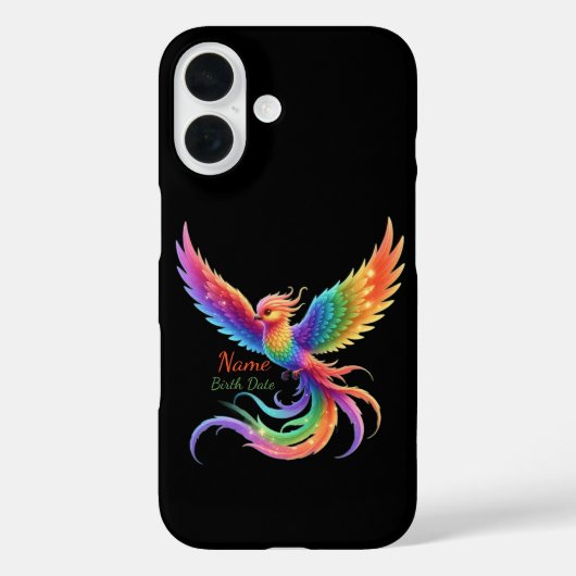 Personalized Rainbow Phoenix Name Birthdate Gift Case-Mate iPhoneケース (裏面)