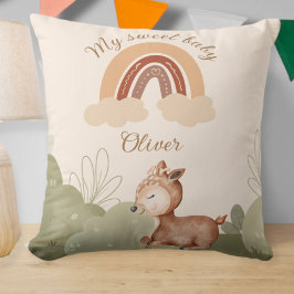 Personalized rainbow pillow with name クッション