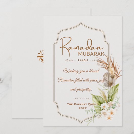 Personalized Ramadan Mubarak Greeting Card サンキューカード (正面/裏面)