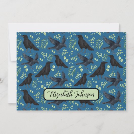 Personalized Ravens Note Card in Blue ノートカード (正面)