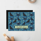 Personalized Ravens Note Card in Blue ノートカード (正面/裏面インサイチュ)