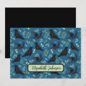 Personalized Ravens Note Card in Blue ノートカード (正面/裏面)