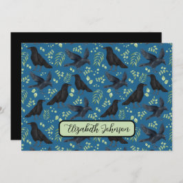 Personalized Ravens Note Card in Blue ノートカード