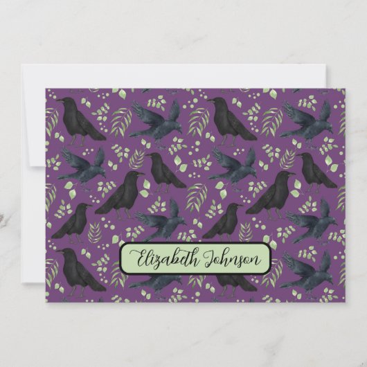 Personalized Ravens Note Card in Purple ノートカード (正面)