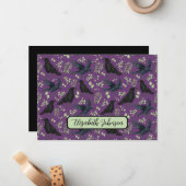 Personalized Ravens Note Card in Purple ノートカード (正面/裏面インサイチュ)