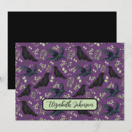 Personalized Ravens Note Card in Purple ノートカード