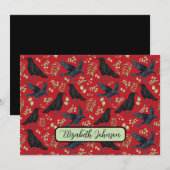 Personalized Ravens Note Card in Red ノートカード (正面/裏面)
