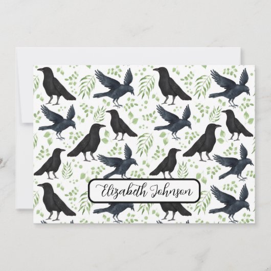 Personalized Ravens Note Card in White ノートカード (正面)