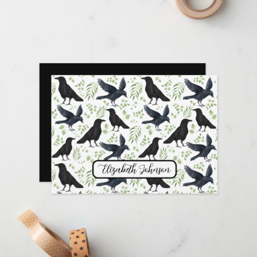 Personalized Ravens Note Card in White ノートカード (正面/裏面インサイチュ)
