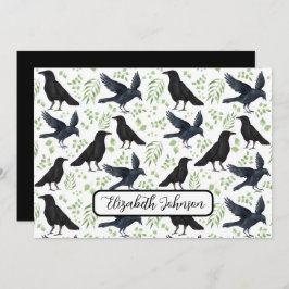 Personalized Ravens Note Card in White ノートカード
