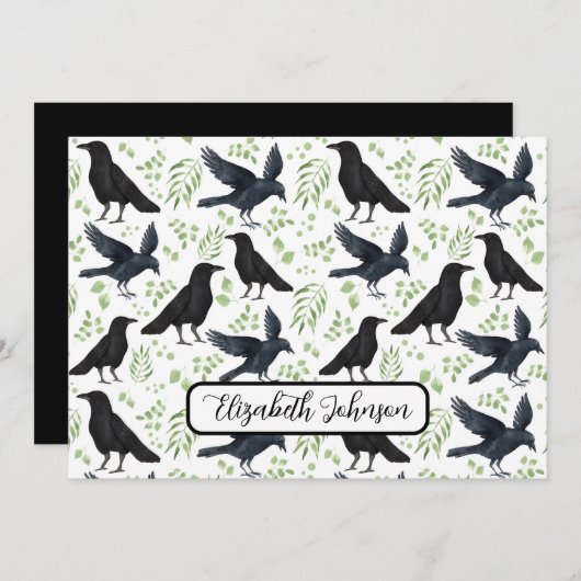 Personalized Ravens Note Card in White ノートカード (正面/裏面)