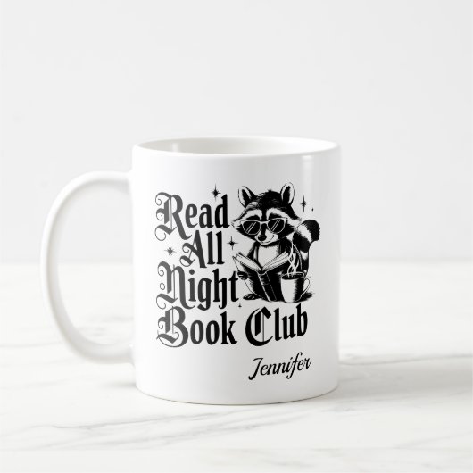 Personalized Read All Night Bookworm コーヒーマグカップ (左)