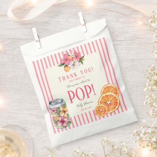 personalized Ready to Pop Tropical Floral Citrus  フェイバーバッグ (クリップ留めされた状態)