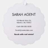 Personalized Real Estate Agent Santa Business Card オーナメントカード (裏面)