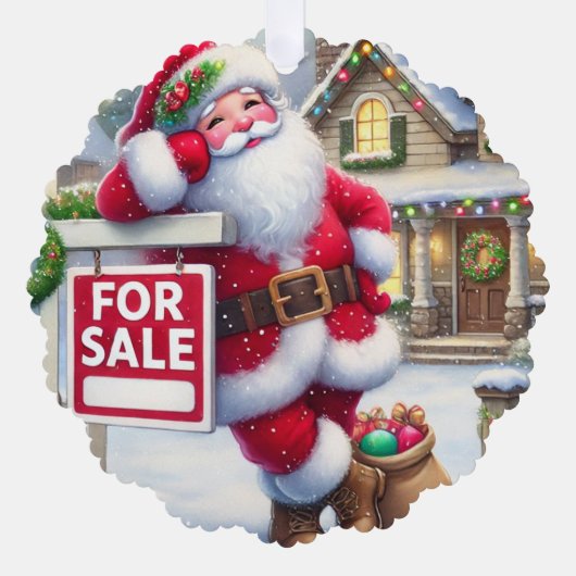 Personalized Real Estate Agent Santa Business Card オーナメントカード (正面)
