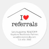 Personalized Realtor I Love Referrals ラウンドシール (正面)