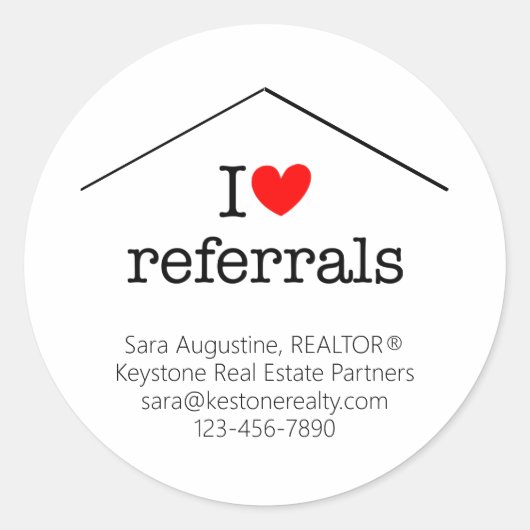 Personalized Realtor I Love Referrals ラウンドシール (正面)