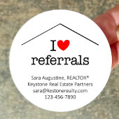 Personalized Realtor I Love Referrals ラウンドシール