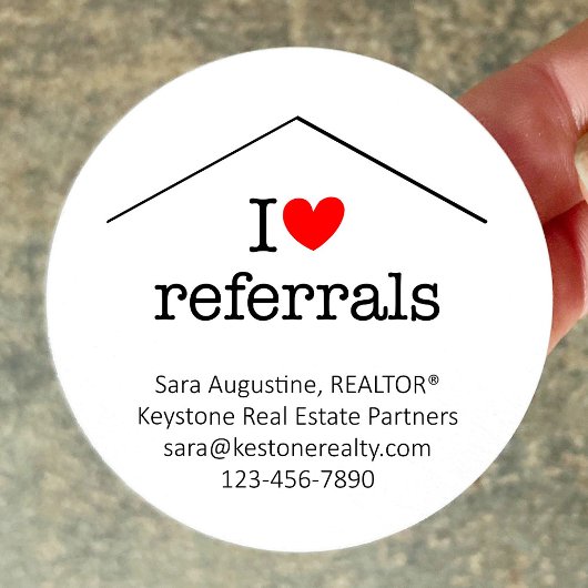 Personalized Realtor I Love Referrals ラウンドシール