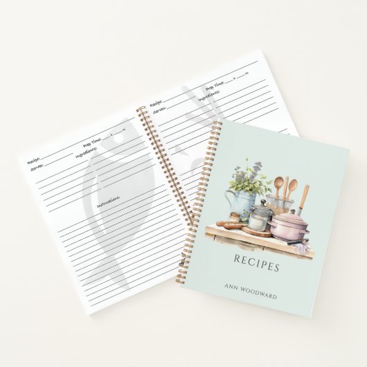 Personalized Recipes Pots Pans Cooking Utensils ノートブック (内部)