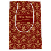Personalized Red and Gold Christmas Gift Bag ミディアムペーパーバッグ (正面)