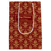 Personalized Red and Gold Christmas Gift Bag ミディアムペーパーバッグ (裏面)