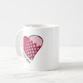 Personalized Red and Pink Woven Heart Doodle Mug コーヒーマグカップ (正面左)