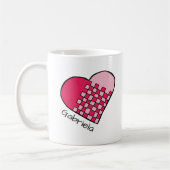 Personalized Red and Pink Woven Heart Doodle Mug コーヒーマグカップ (左)