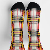 Personalized Red and Yellow Tartan Plaid Custom ソックス (上部)
