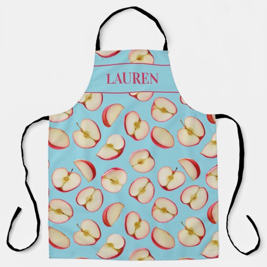 Personalized Red Apple Halves Pattern Custom エプロン (正面)
