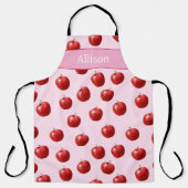 Personalized Red Apple Watercolor Pattern Custom エプロン (正面)