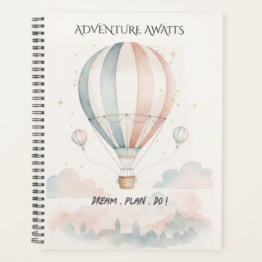 Personalized Red/Blue Stripe Hot Air Balloon プランナー手帳 (正面)