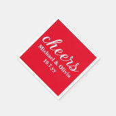 Personalized Red Bride Groom Wedding Bar Reception スタンダードカクテルナプキン (角)