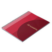 Personalized Red burgundy Stripe ノートブック (左側)