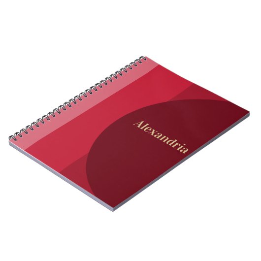 Personalized Red burgundy Stripe ノートブック (左側)