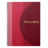 Personalized Red burgundy Stripe ノートブック (正面)