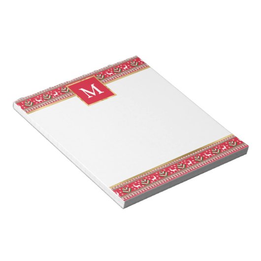 Personalized Red Christmas Fair Isle ノートパッド (アングル)