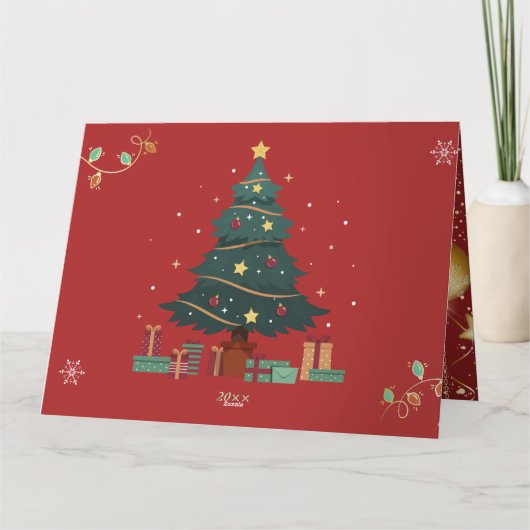 Personalized Red Christmas New Year カード (裏面)