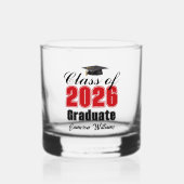Personalized Red Class of 2026 Graduation ウイスキーグラス (正面)