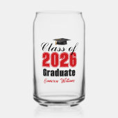 Personalized Red Class of 2026 Graduation ガラス缶 (正面)