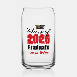 Personalized Red Class of 2026 Graduation ガラス缶