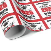 Personalized Red Class of 2026 Graduation ラッピングペーパー (ロールコーナー)