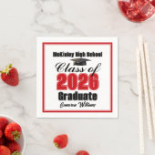 Personalized Red Class of 2026 Graduation Party スタンダードカクテルナプキン (インサイチュ)