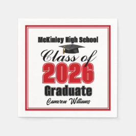 Personalized Red Class of 2026 Graduation Party スタンダードカクテルナプキン