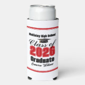 Personalized Red Class of 2026 Graduation Party スリム缶クーラー (Seltzer正面)