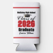 Personalized Red Class of 2026 Graduation Party スリム缶クーラー (裏面)